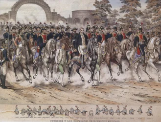 Generaals van de Trigarante, binnenkomst van het Trigarante-leger, Iturbide en de generaals van het Mexicaanse leger